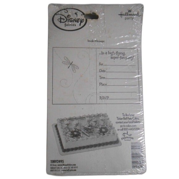 Disney Thinker Bell Fairy Party invitations (8) 1 pack - Picture 2 of 2